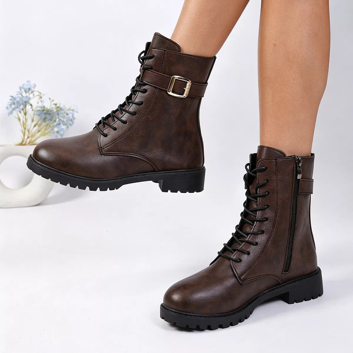 Round Toe Lace Up Boots | STAHlin RADIANCE