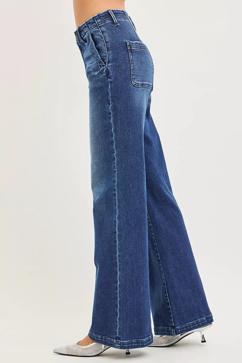 RISEN High Rise Wide Leg Slanted Pocket Jeans | STAHlin RADIANCE