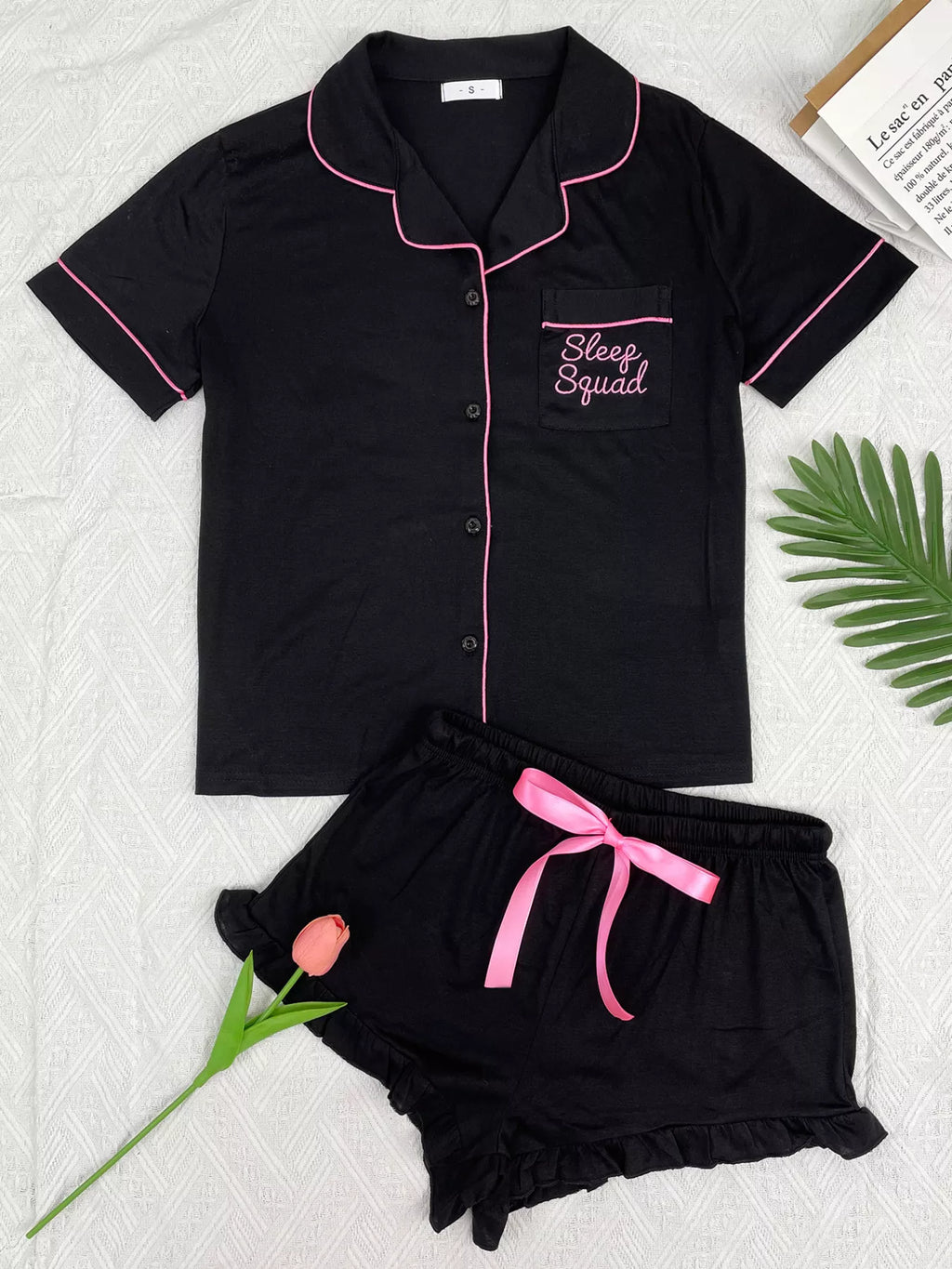Contrast Piping Button-Down Shirt and Ruffle Shorts Lounge Set | STAHlin RADIANCE