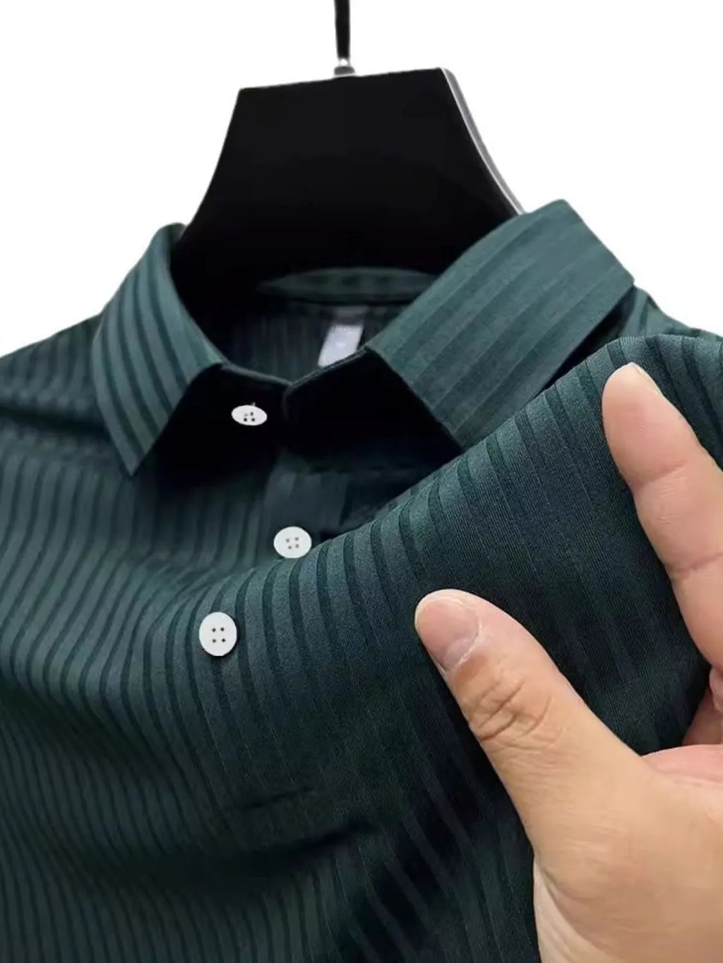 Men's Full Size Button Detail Short Sleeve Polo Plus Size | STAHlin RADIANCE