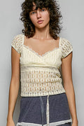 POL Sweetheart Neck Lace Short Sleeve Top | STAHlin RADIANCE