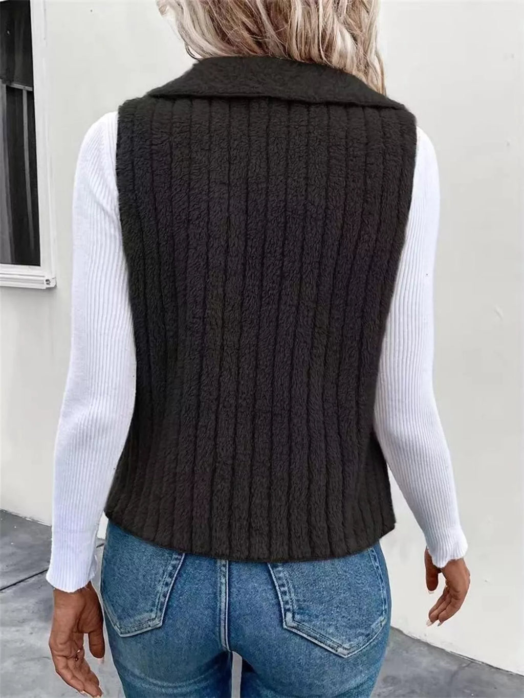 Cozy Fleece Open Front Vest Coat | STAHlin RADIANCE