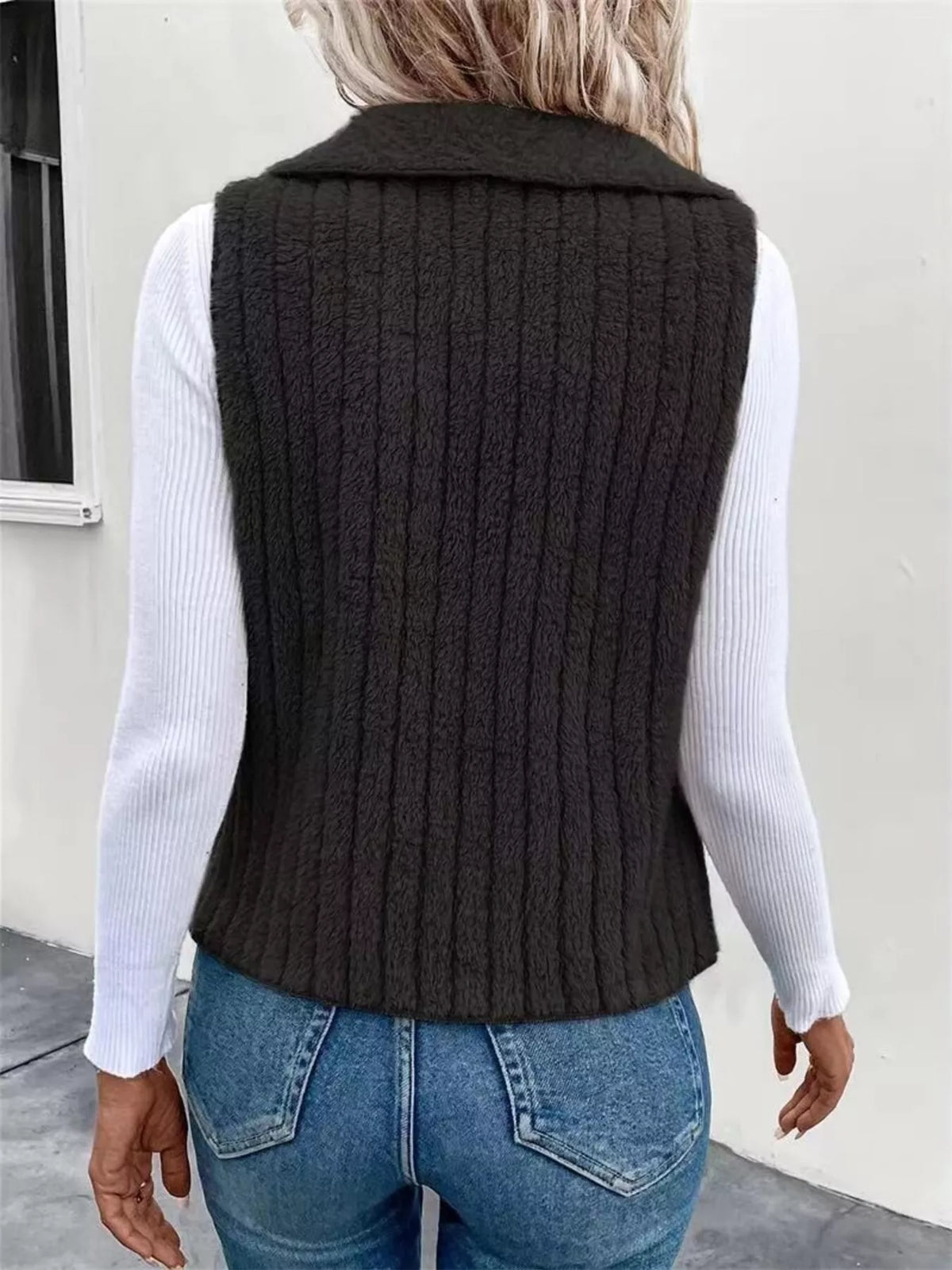 Cozy Fleece Open Front Vest Coat | STAHlin RADIANCE