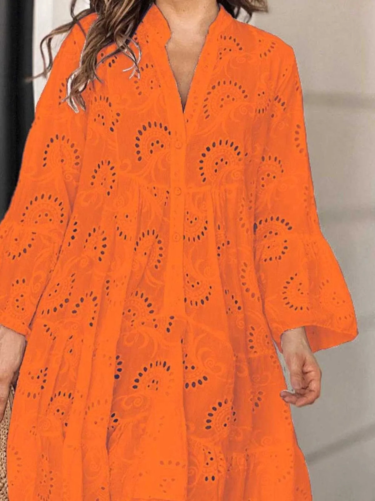 Full Size Eyelet Ruffled Hem Tiered Dress Plus Size | STAHlin RADIANCE