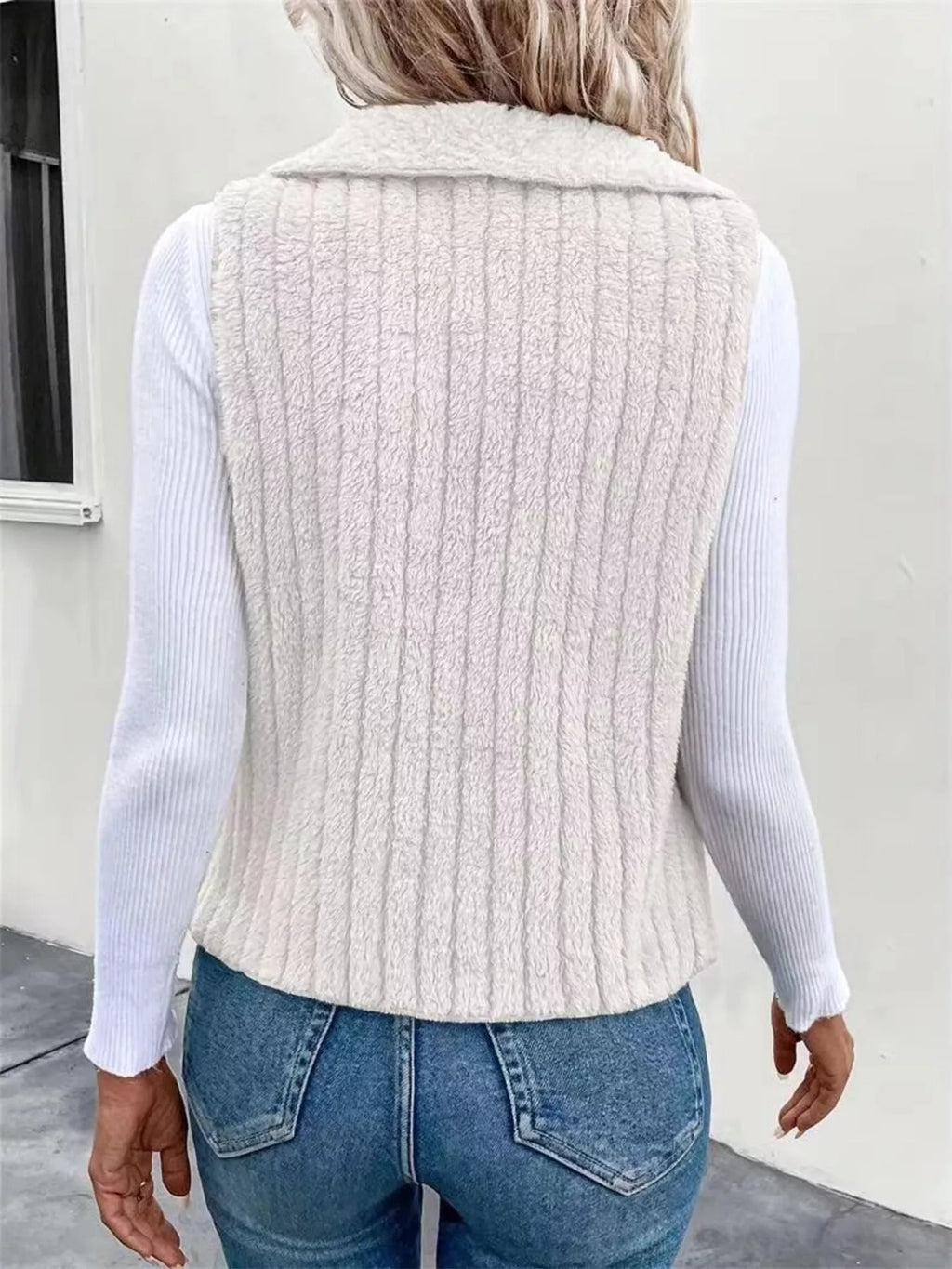 Cozy Fleece Open Front Vest Coat | STAHlin RADIANCE