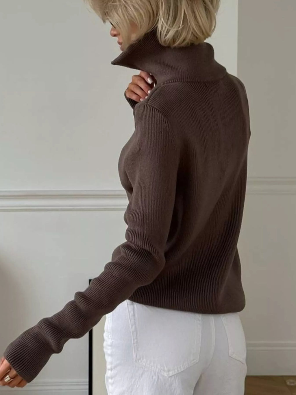 Ribbed Knit Quarter-Zip Sweater | STAHlin RADIANCE