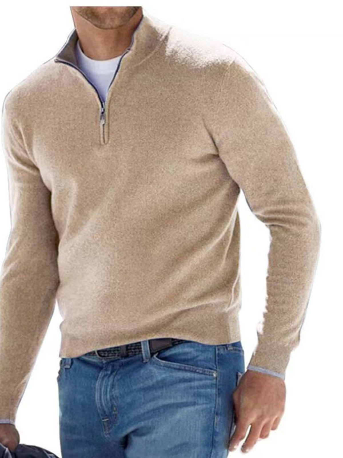 Men's Full Size Quarter-Zip Long Sleeve Sweater Plus Size | STAHlin RADIANCE