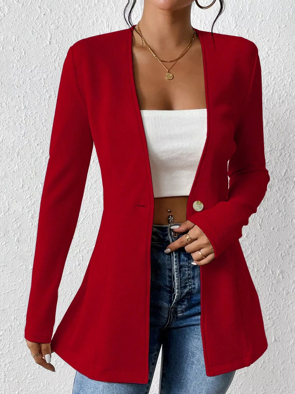 One Button Long Sleeve Blazer | STAHlin RADIANCE