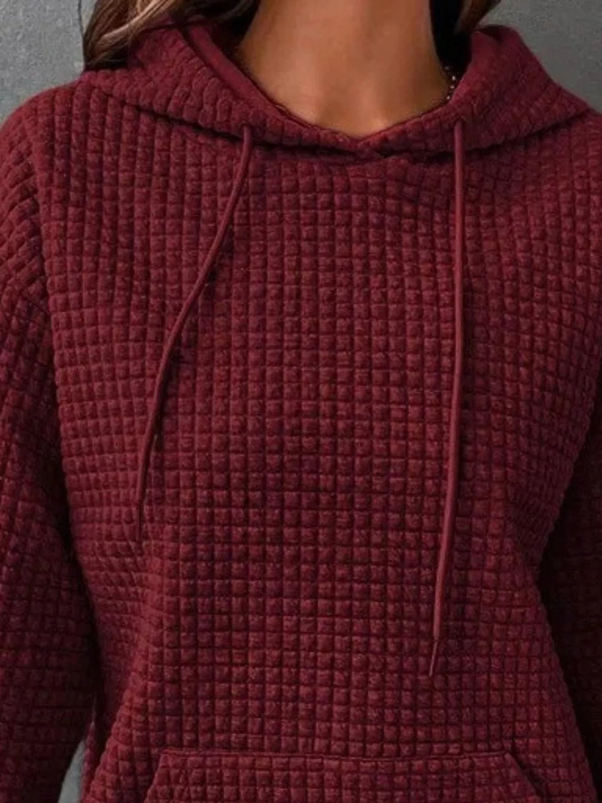 Full Size Textured Kangaroo Pocket Hoodie Plus Size | STAHlin RADIANCE