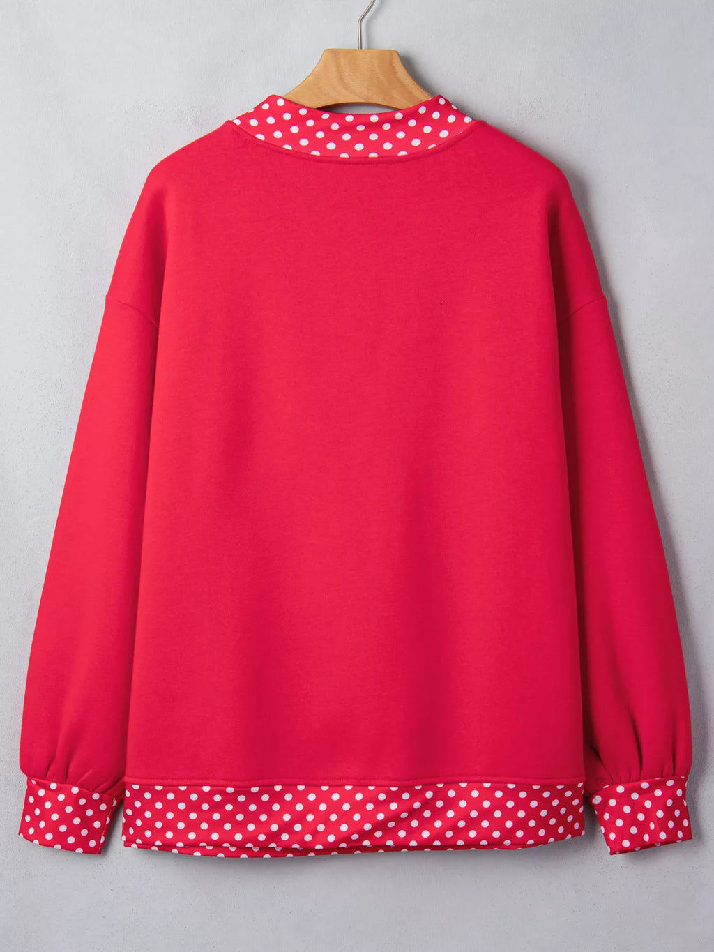 Polka Dot Trim Contrast Crew Neck Sweatshirt | STAHlin RADIANCE