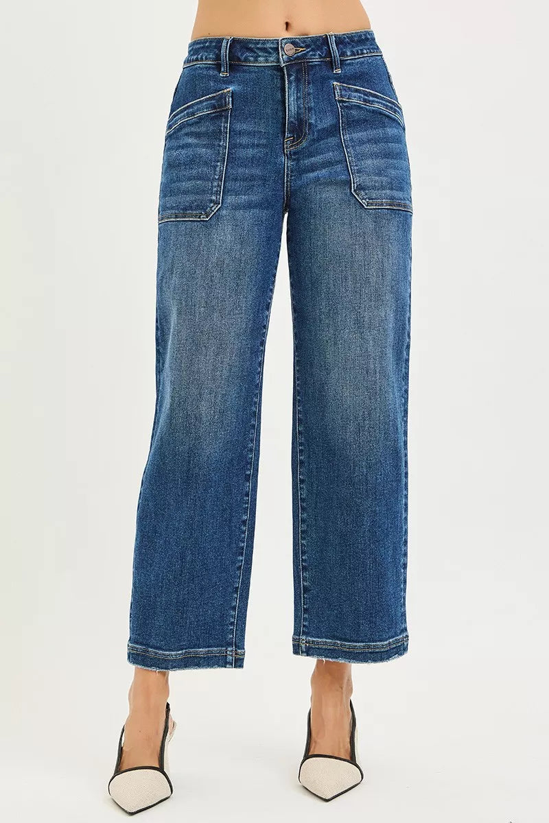 RISEN Slouchy Cropped Baggy Jeans with Front Patch Pocket | STAHlin RADIANCE