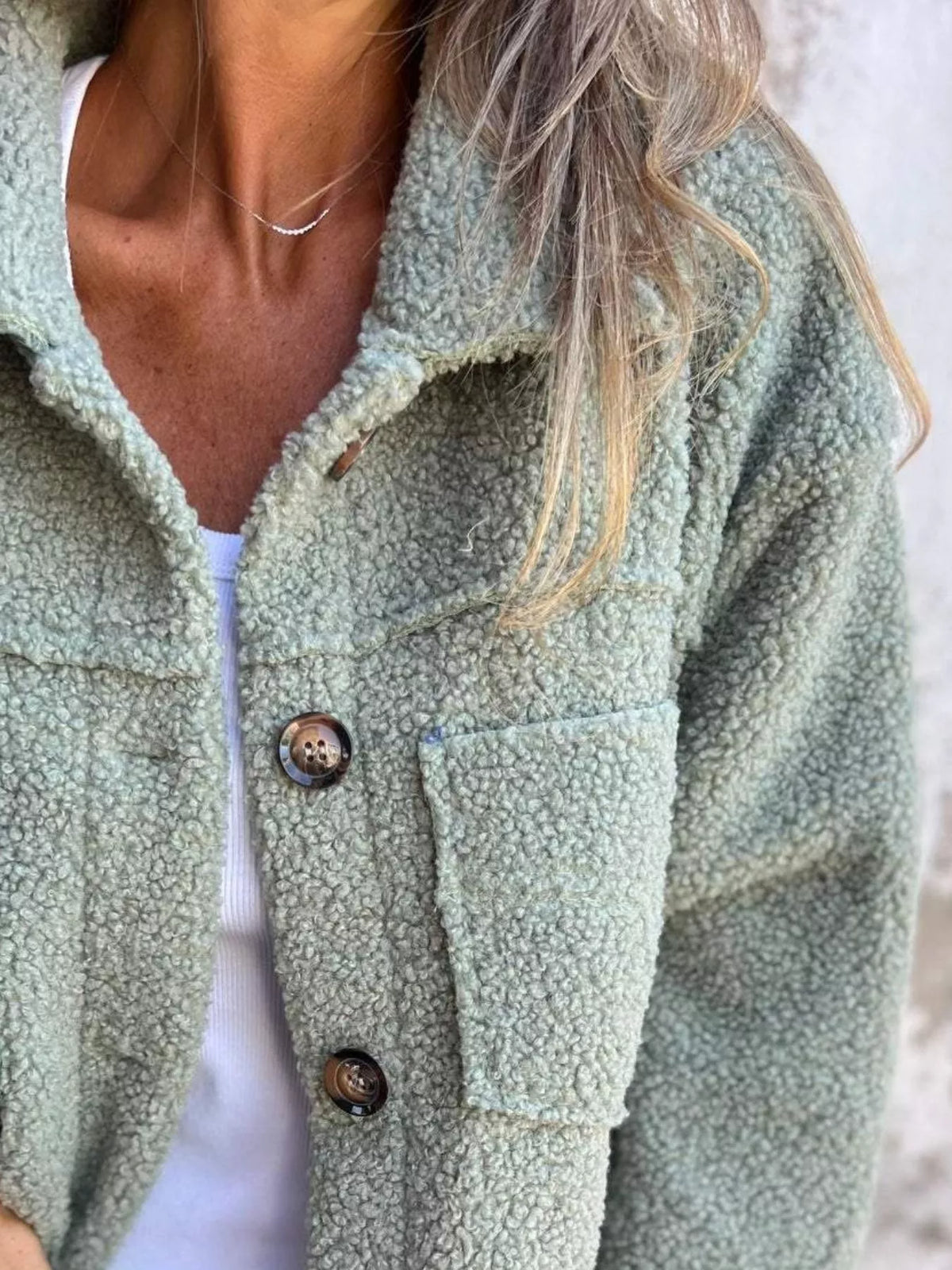 Full Size Single-Breasted Sherpa Shacket Plus Size | STAHlin RADIANCE