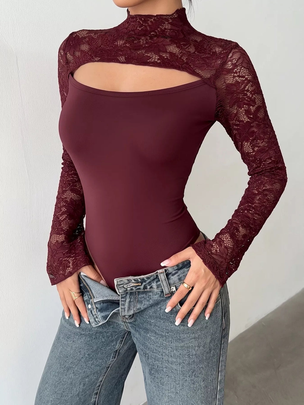 Lace Cut-out Flare Sleeve Bodysuit | STAHlin RADIANCE