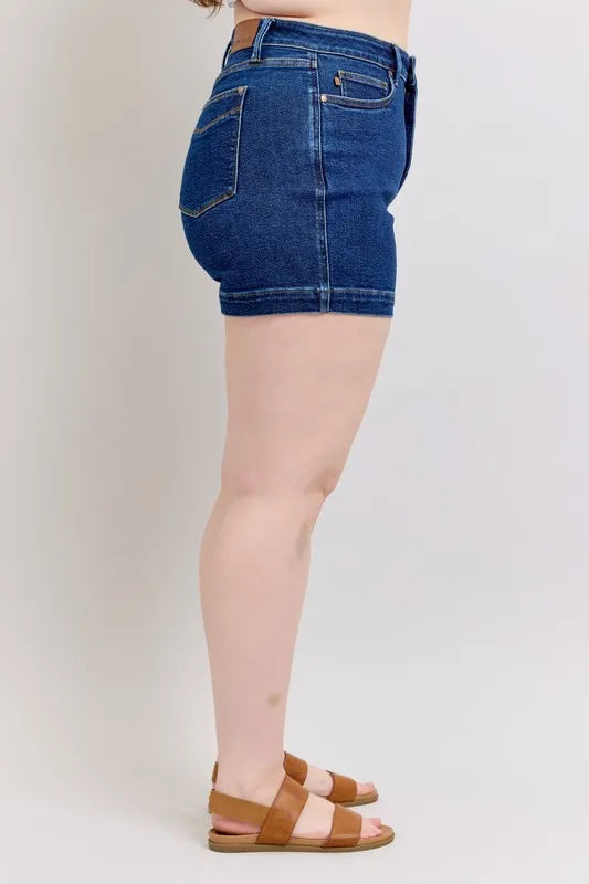 Judy Blue Full Size High Waist Tummy Control Denim Shorts Plus Size | STAHlin RADIANCE