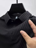 Men's Full Size Button Detail Short Sleeve Polo Plus Size | STAHlin RADIANCE