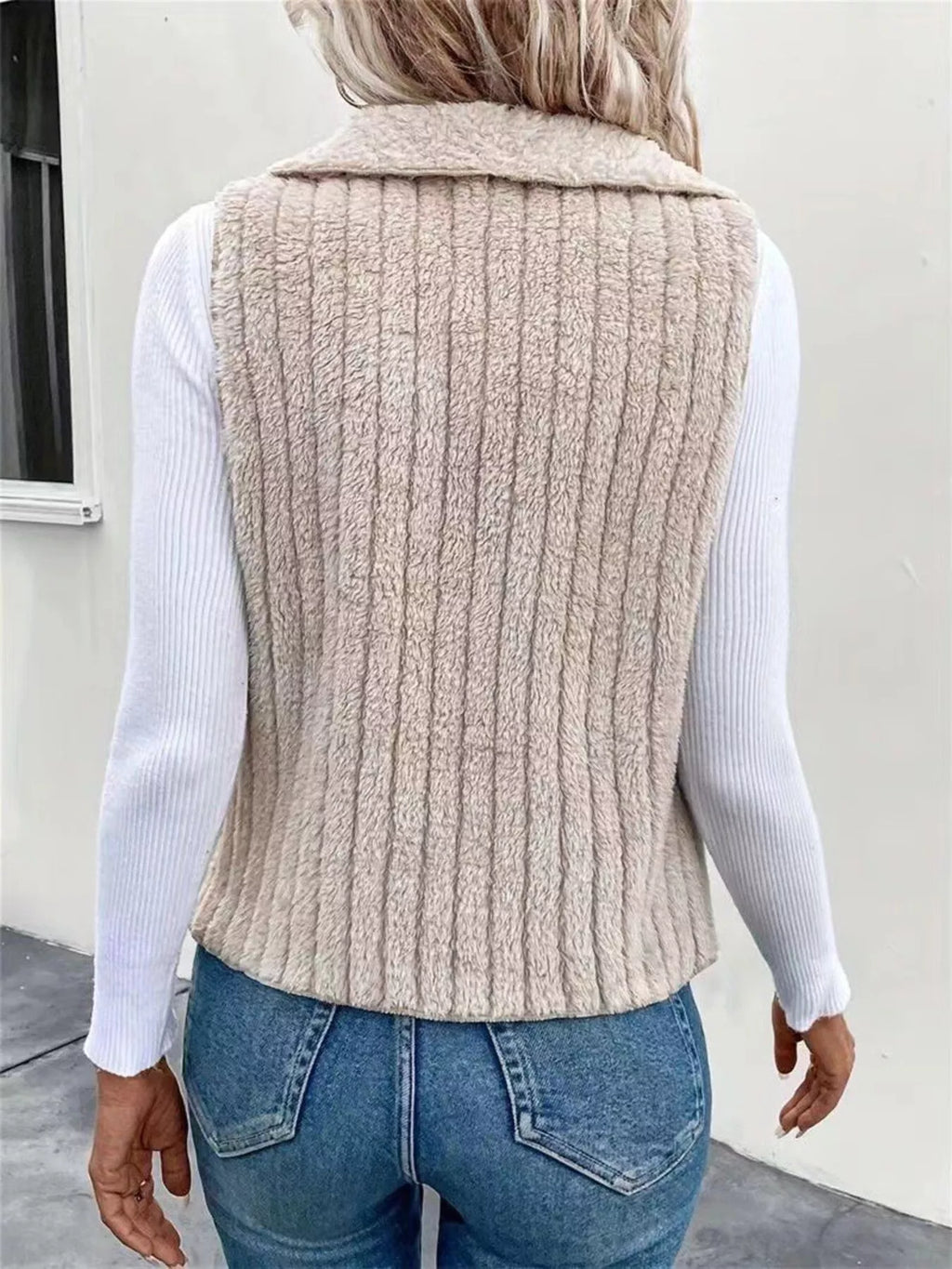 Cozy Fleece Open Front Vest Coat | STAHlin RADIANCE
