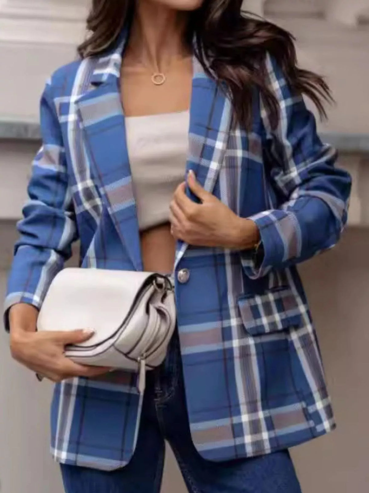 Plaid Lapel Collar Blazer | STAHlin RADIANCE
