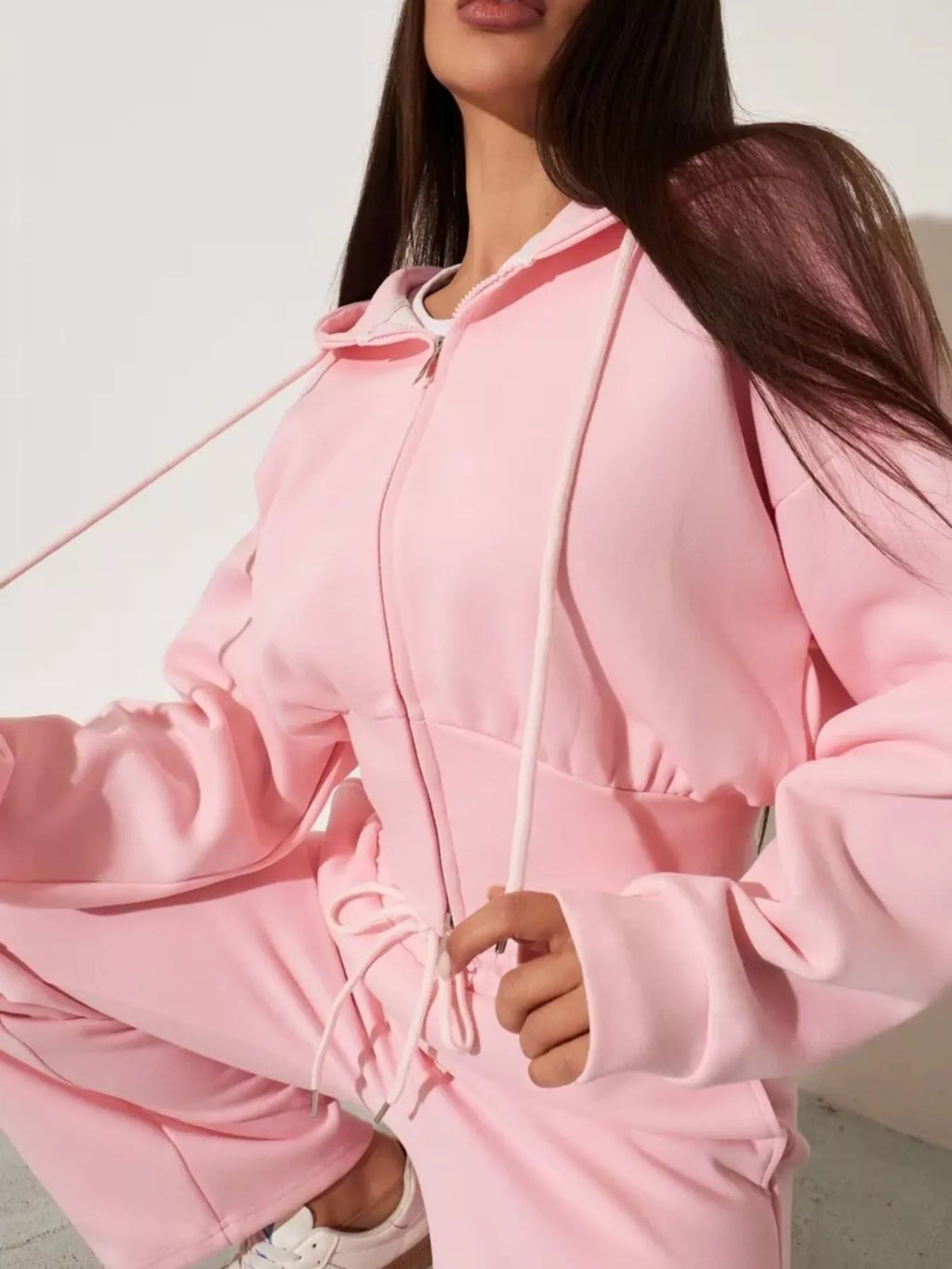 Zip-Up Hoodie and Wide-Leg Sweatpants Set | STAHlin RADIANCE