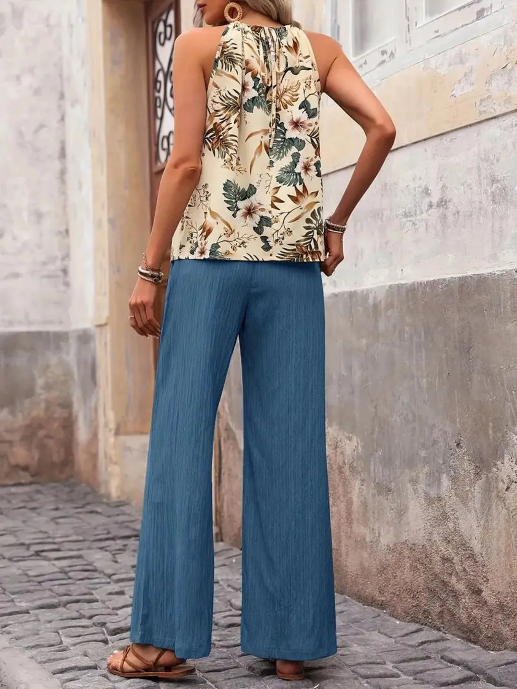 Printed Tank Top and Wide Leg Pants Set | STAHlin RADIANCE