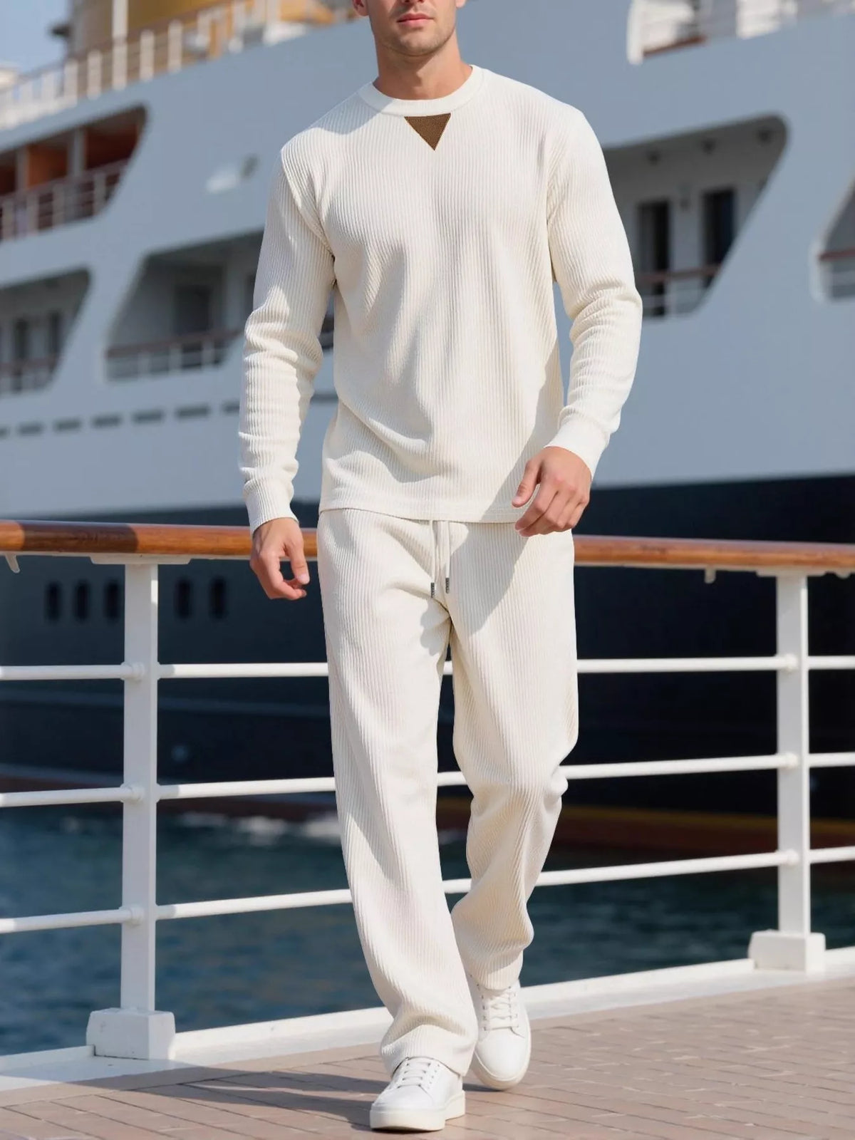 Men's Full Size Casual Crewneck Long Sleeve Sweatshirt and Jogger Set Plus Size | STAHlin RADIANCE
