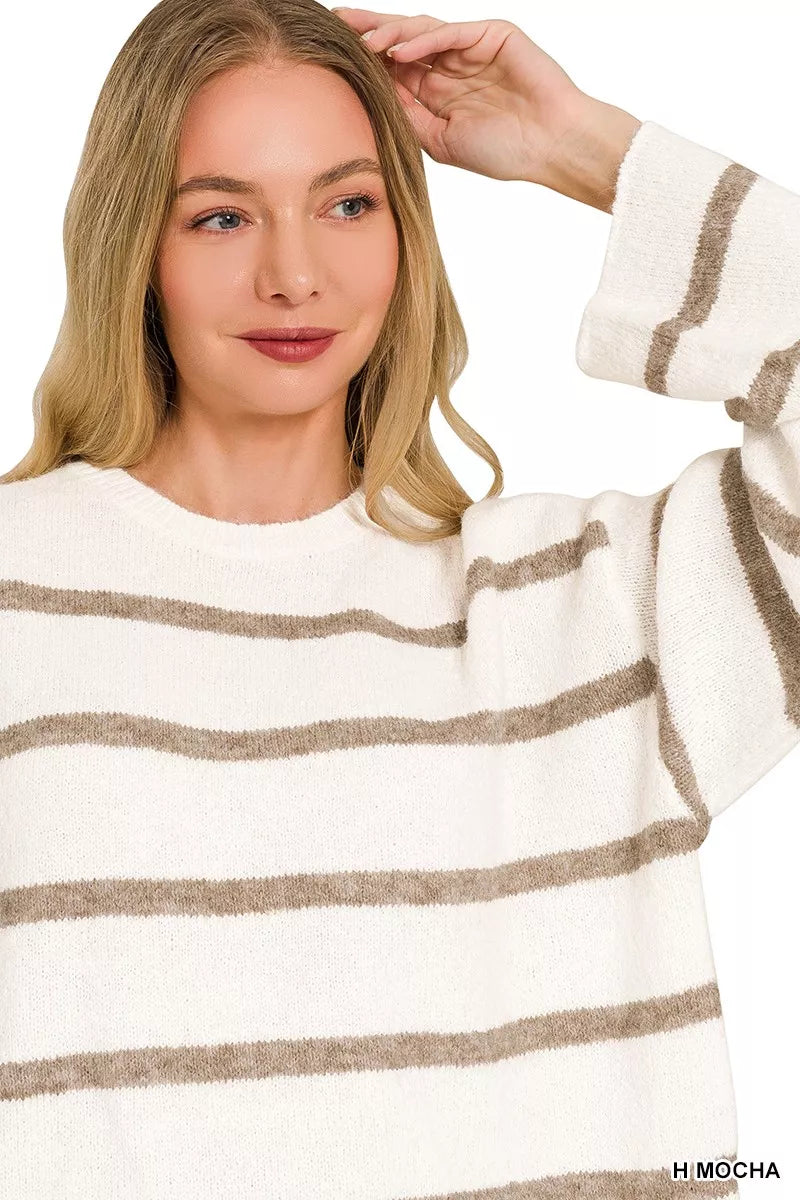 Zenana Wool Blend Striped Sweater | STAHlin RADIANCE