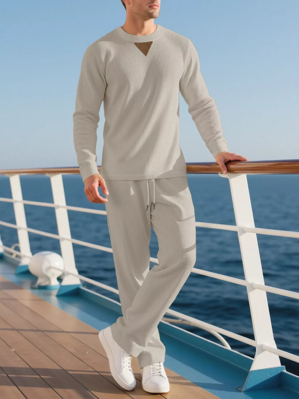 Men's Full Size Casual Crewneck Long Sleeve Sweatshirt and Jogger Set Plus Size | STAHlin RADIANCE