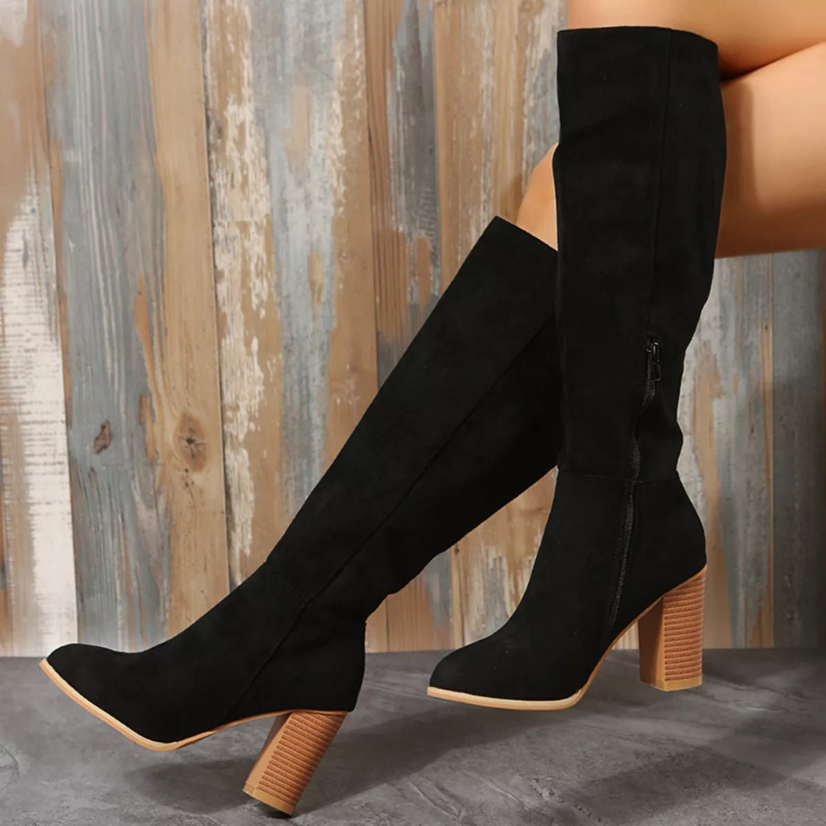 Point Toe Block Heels Boots | STAHlin RADIANCE