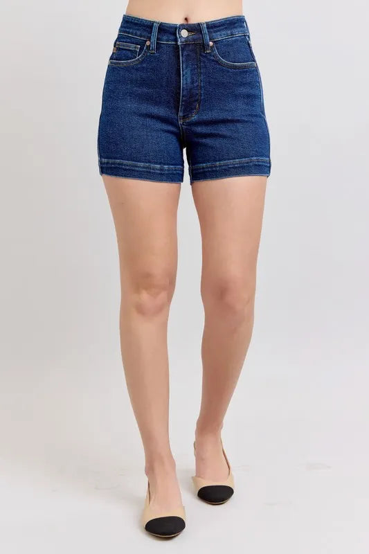 Judy Blue Full Size High Waist Tummy Control Denim Shorts Plus Size | STAHlin RADIANCE