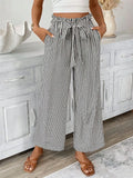 Full Size Striped Wide Leg Paper Bag Pants Plus Size | STAHlin RADIANCE