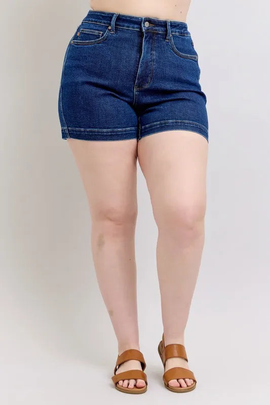 Judy Blue Full Size High Waist Tummy Control Denim Shorts Plus Size | STAHlin RADIANCE