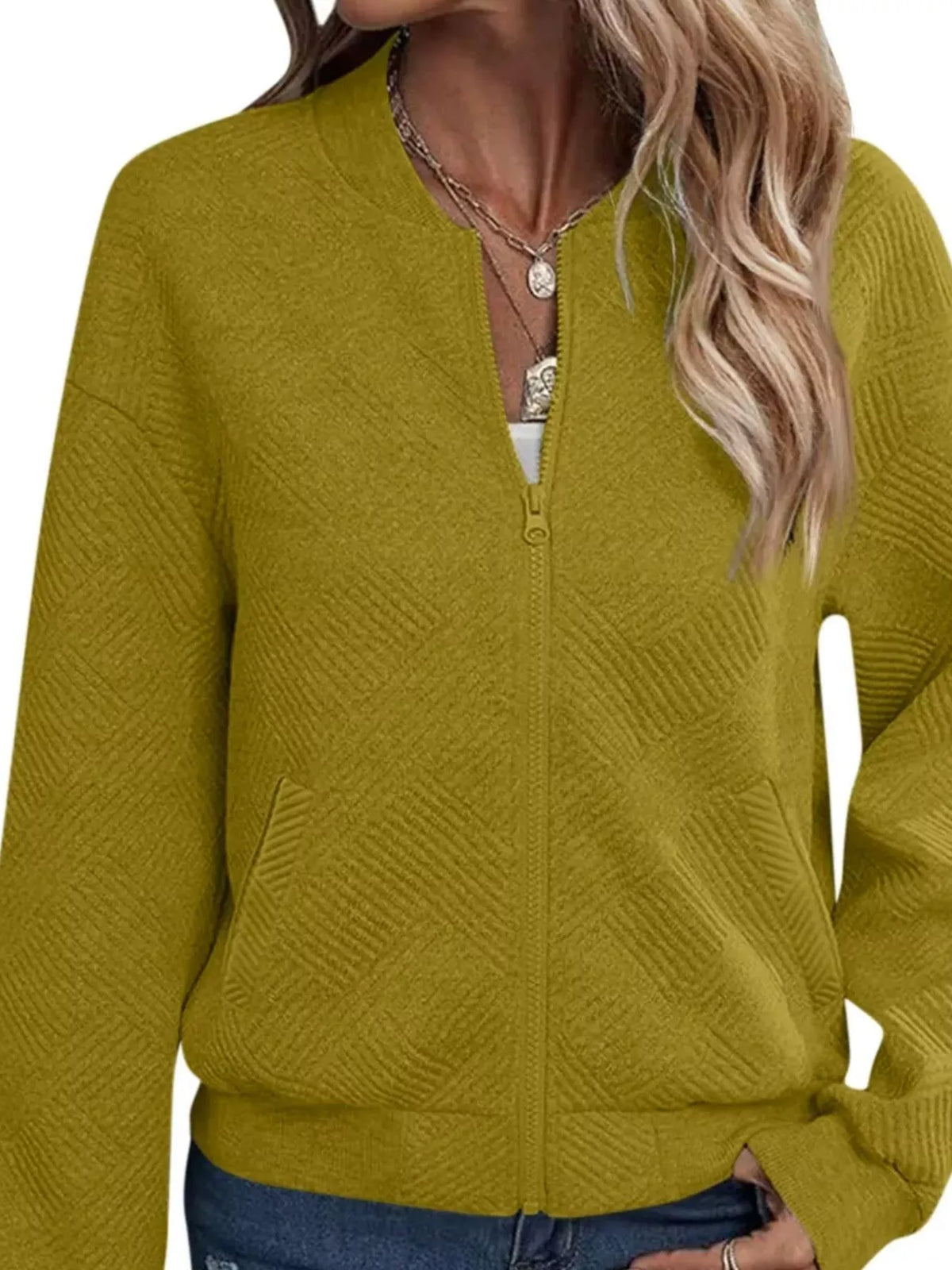 Textured Knit Zip-Up Jacket | STAHlin RADIANCE