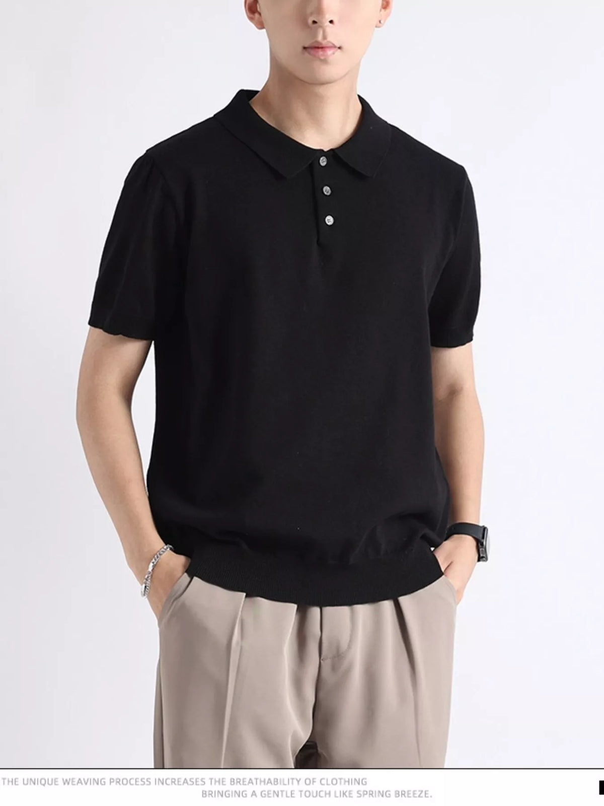 Men's Plus Size Button Detail Short-Sleeve Polo | STAHlin RADIANCE