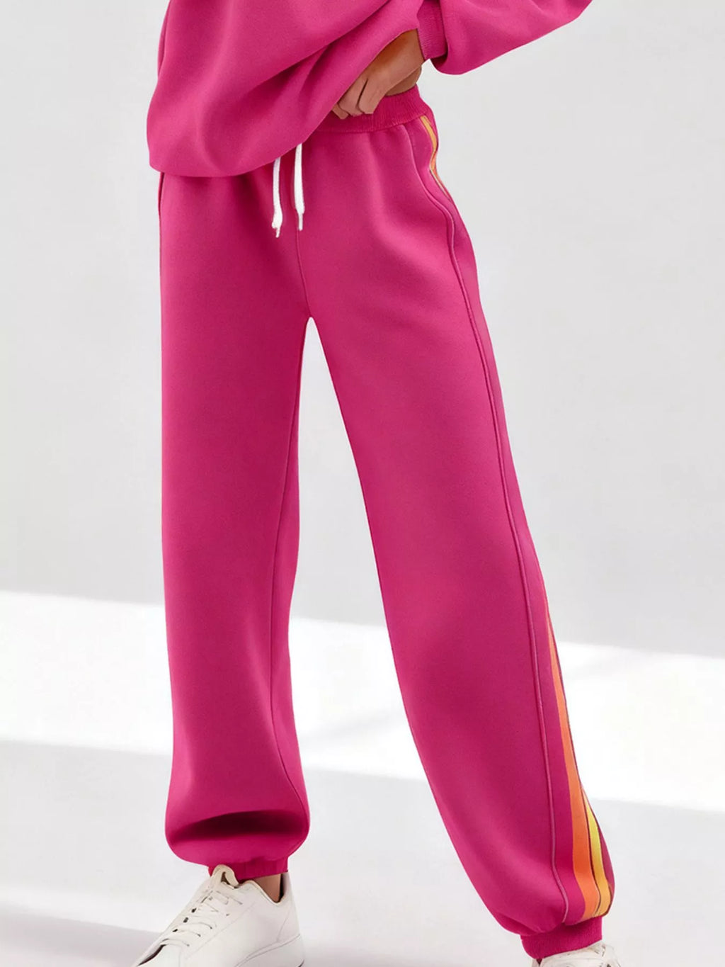 Striped Round Neck Sweatshirt and Pants Set | STAHlin RADIANCE