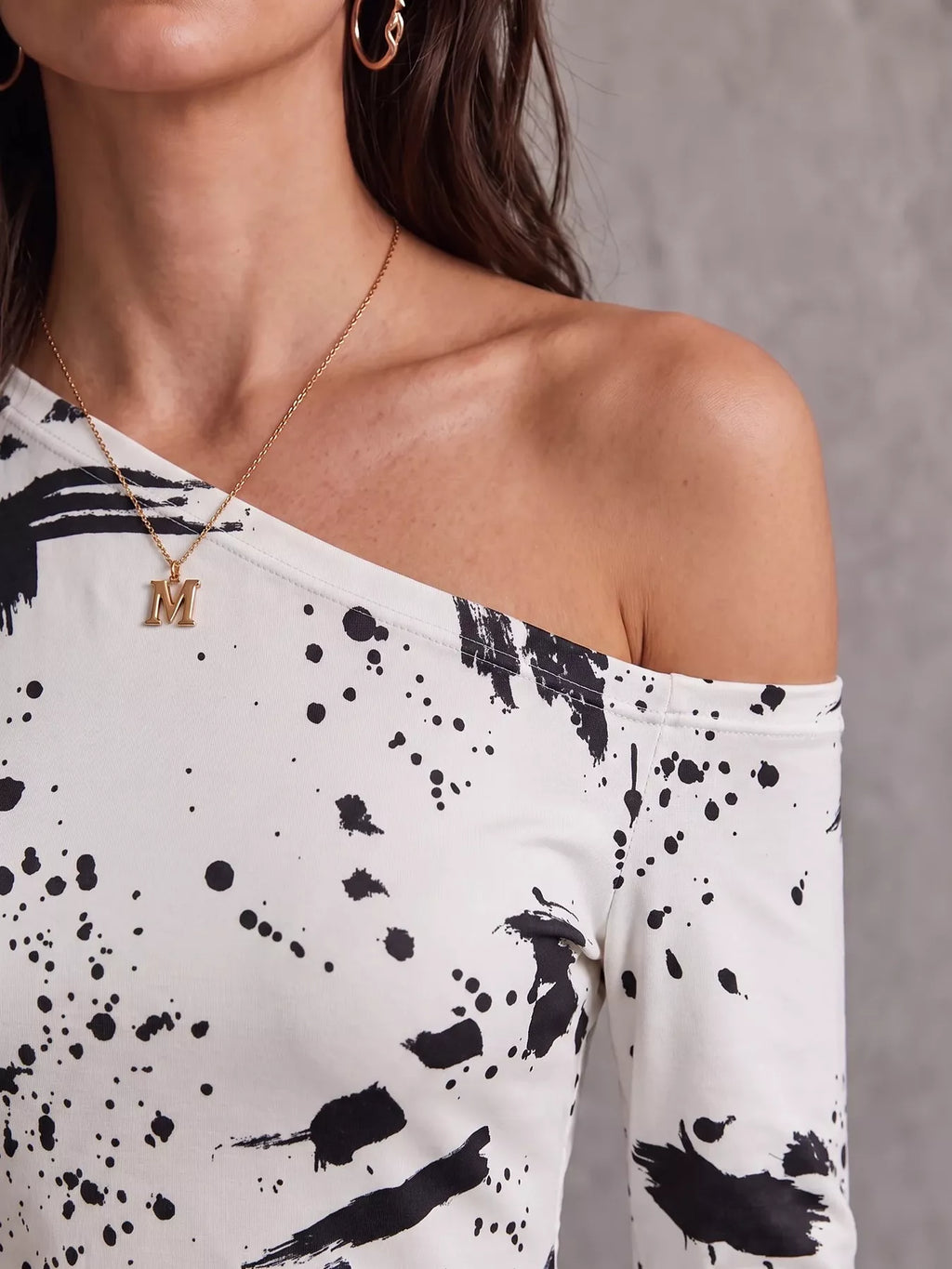 One-Shoulder Long Sleeve Paint Splatter Bodycon Mini Dress | STAHlin RADIANCE
