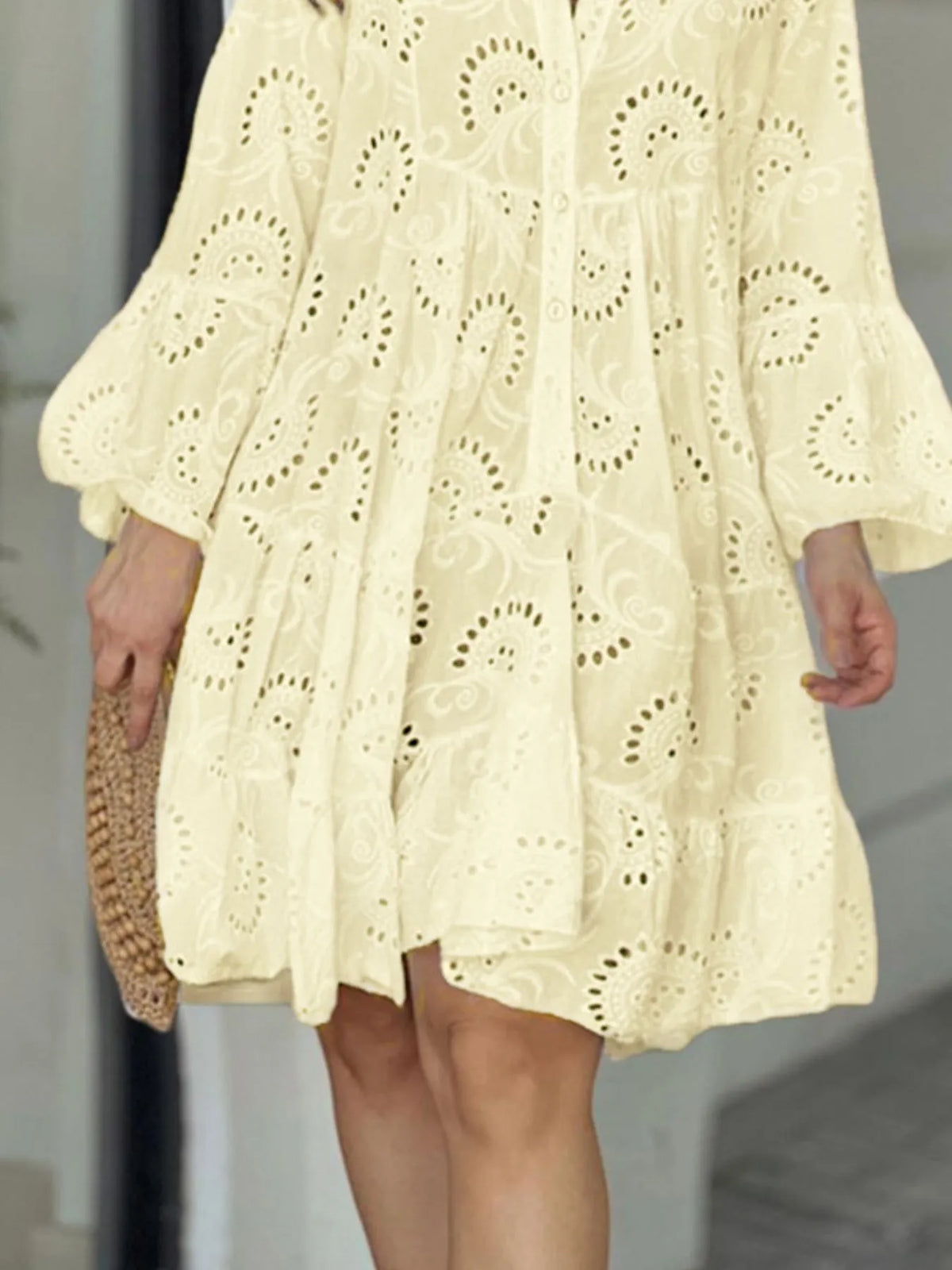 Full Size Eyelet Ruffled Hem Tiered Dress Plus Size | STAHlin RADIANCE