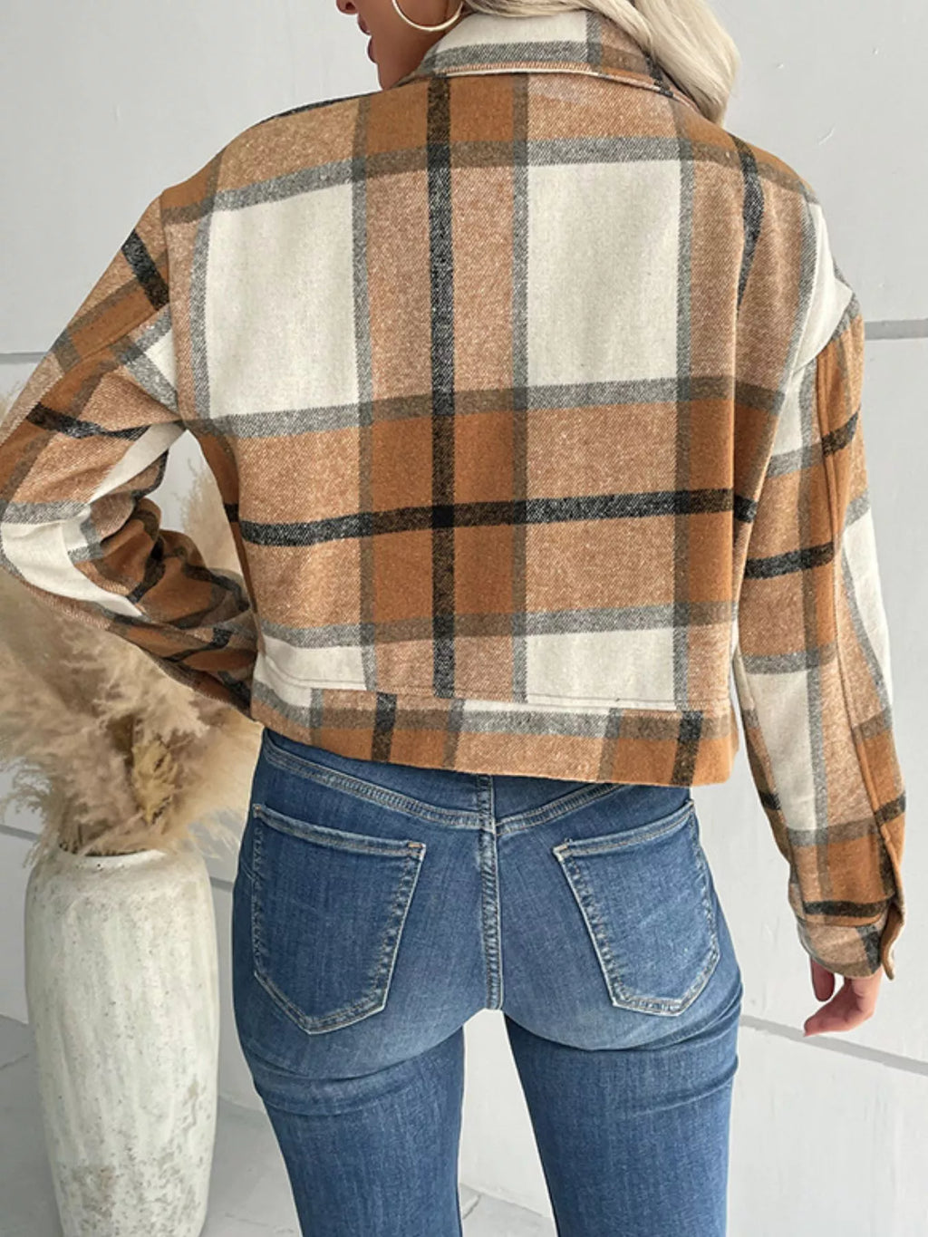 Plaid Button-Down Crop Jacket | STAHlin RADIANCE