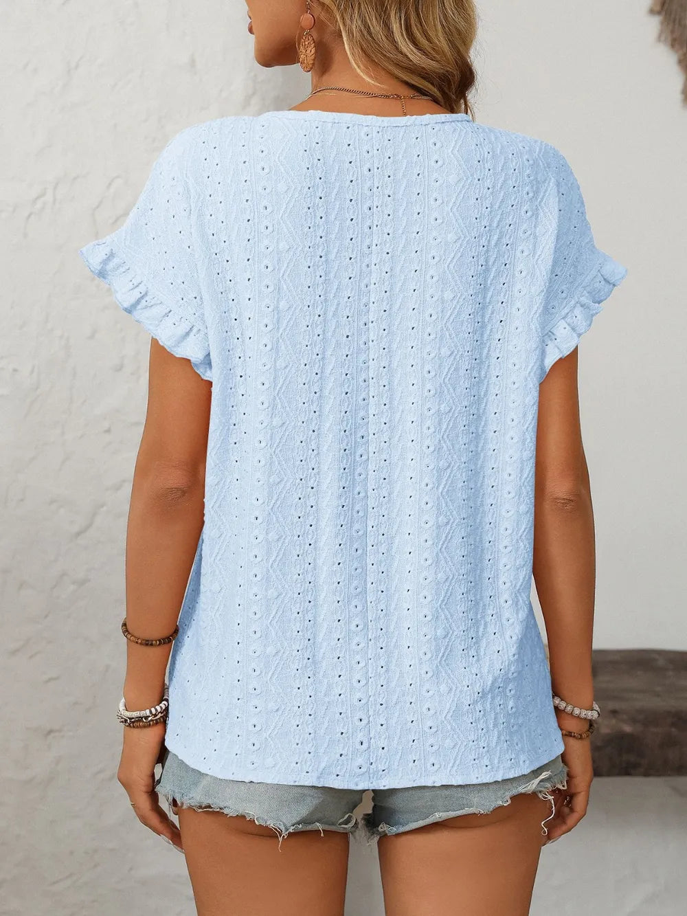 Mandy Eyelet Round Neck Short Sleeve Top | STAHlin RADIANCE