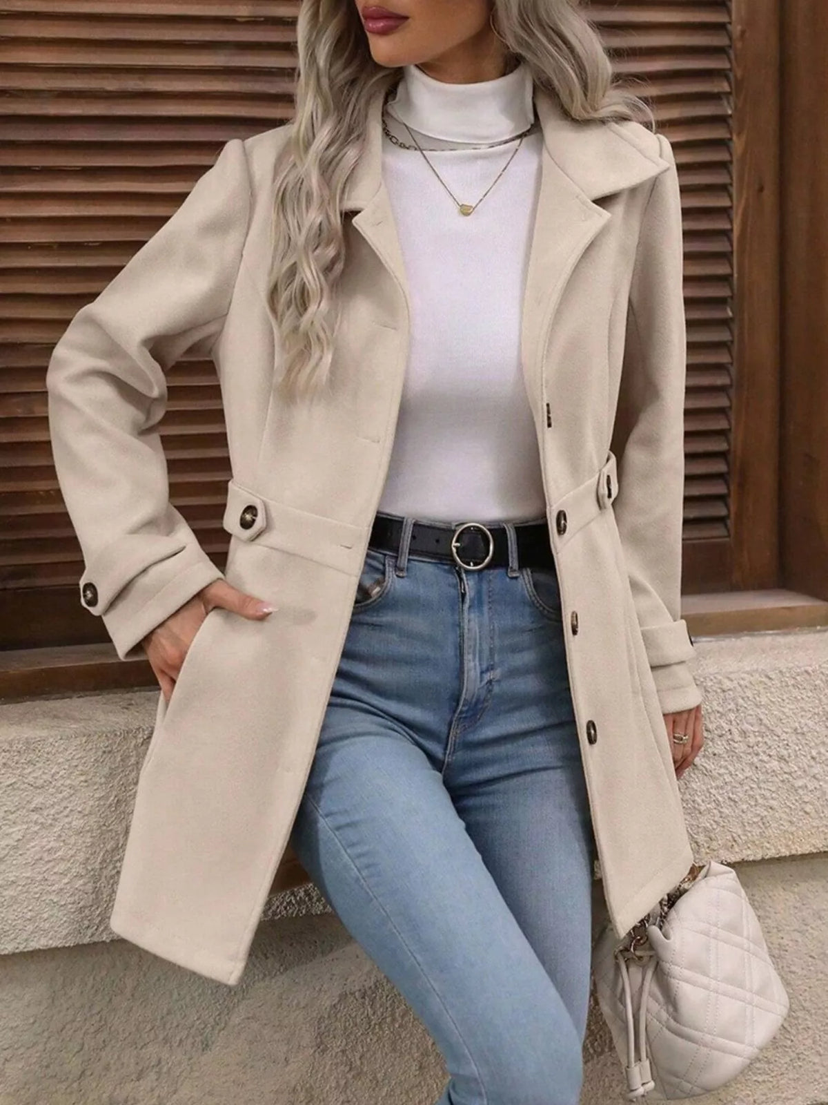 Single-Breasted Long Sleeve Coat | STAHlin RADIANCE