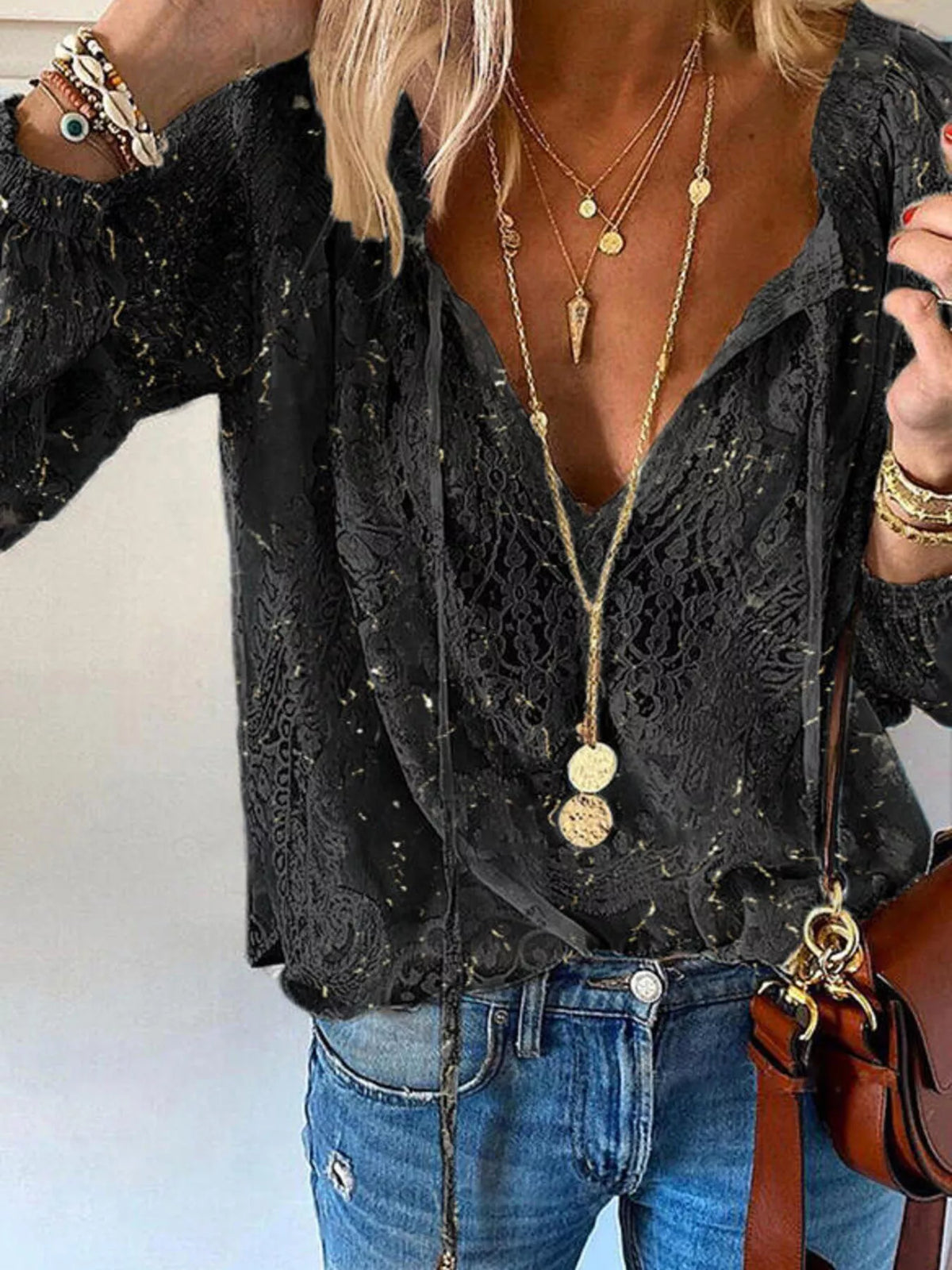 Lace Tie-Neck Blouse | STAHlin RADIANCE