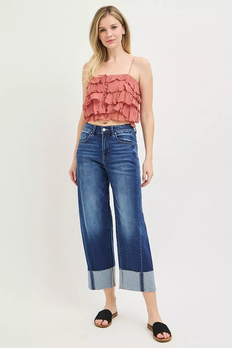 RISEN Full Size Slouchy Crop Barrel Cuffed Jeans Plus Size | STAHlin RADIANCE