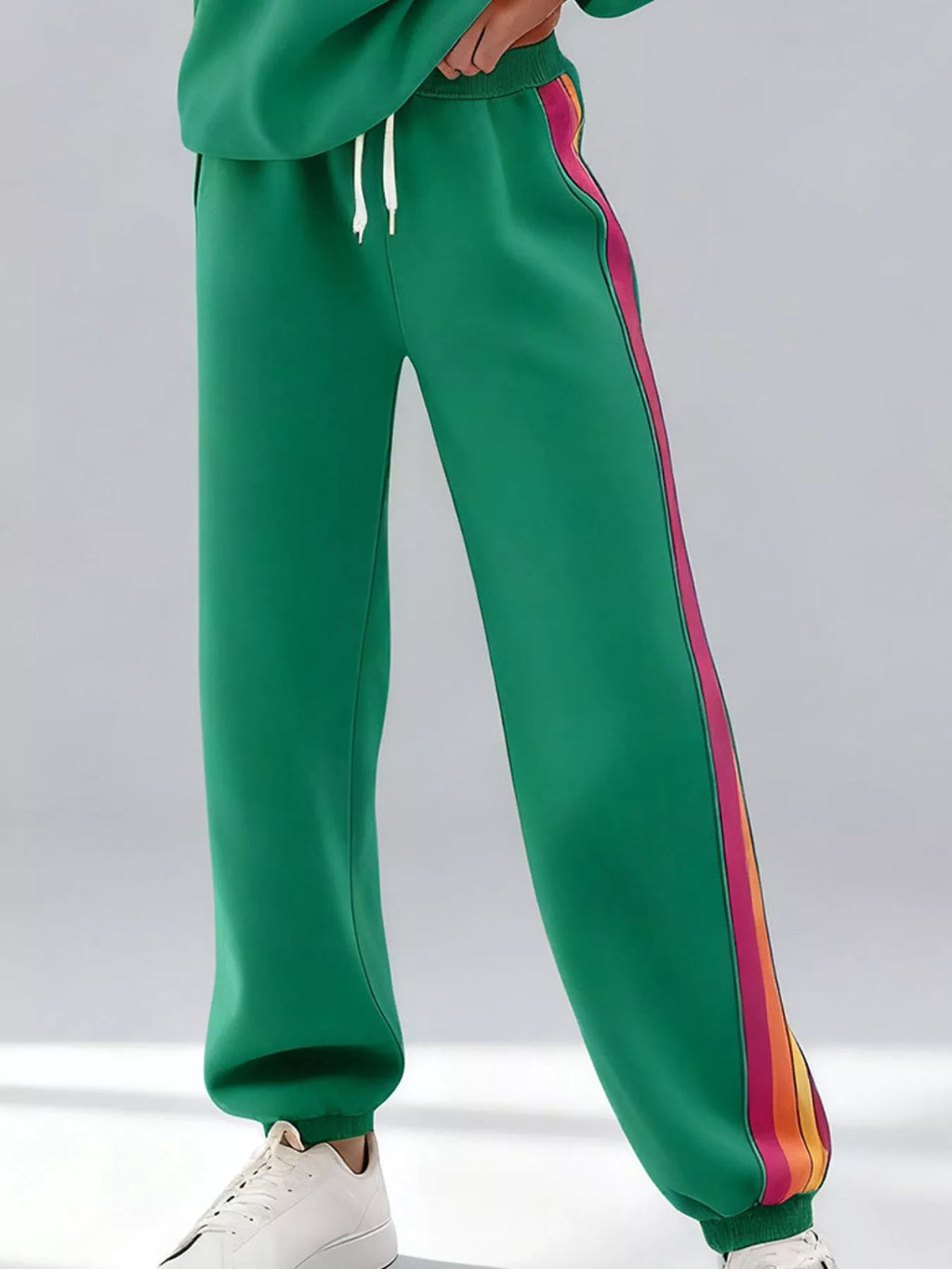 Striped Round Neck Sweatshirt and Pants Set | STAHlin RADIANCE