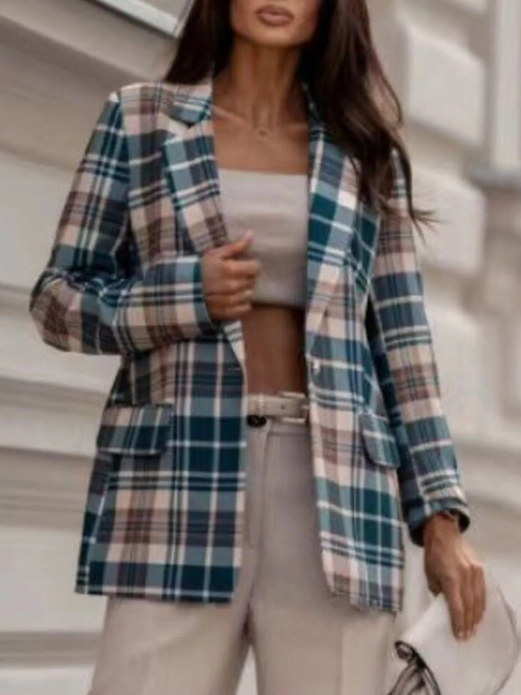 Plaid Lapel Collar Blazer | STAHlin RADIANCE