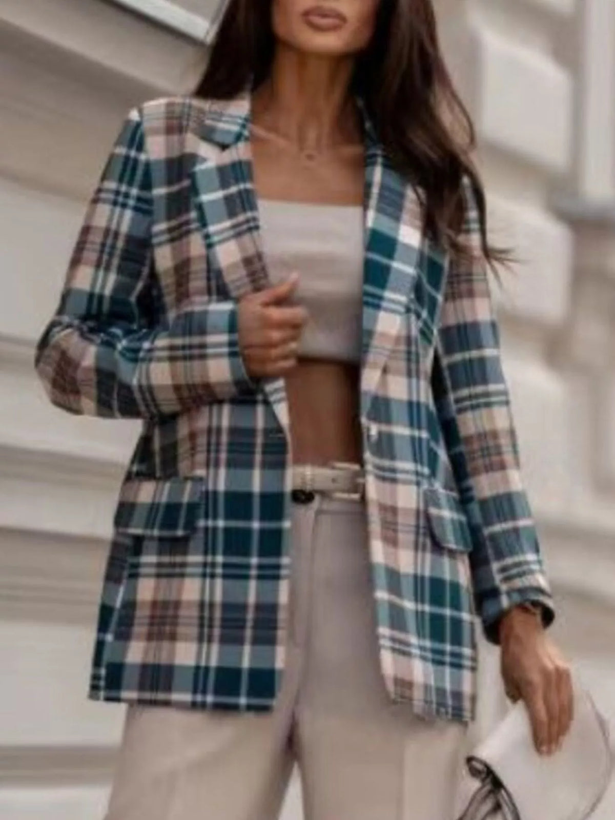 Plaid Lapel Collar Blazer | STAHlin RADIANCE