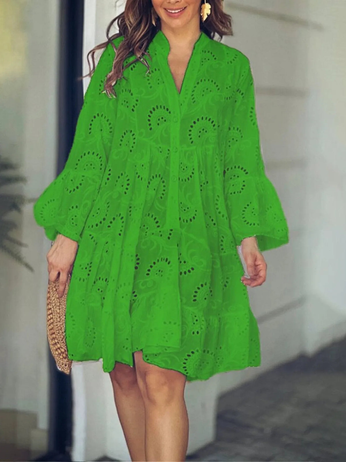 Full Size Eyelet Ruffled Hem Tiered Dress Plus Size | STAHlin RADIANCE