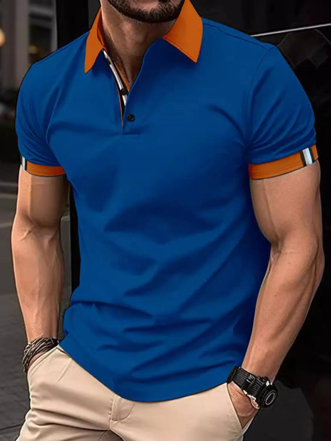 Men's Full Size Collared Neck Short Sleeve Polo Plus Size | STAHlin RADIANCE