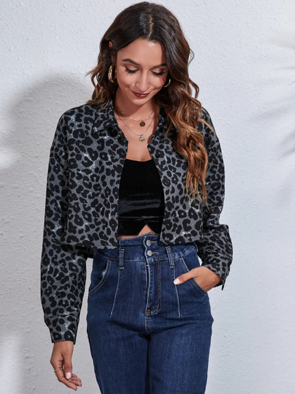Button Down Printed Cropped Jacket | STAHlin RADIANCE
