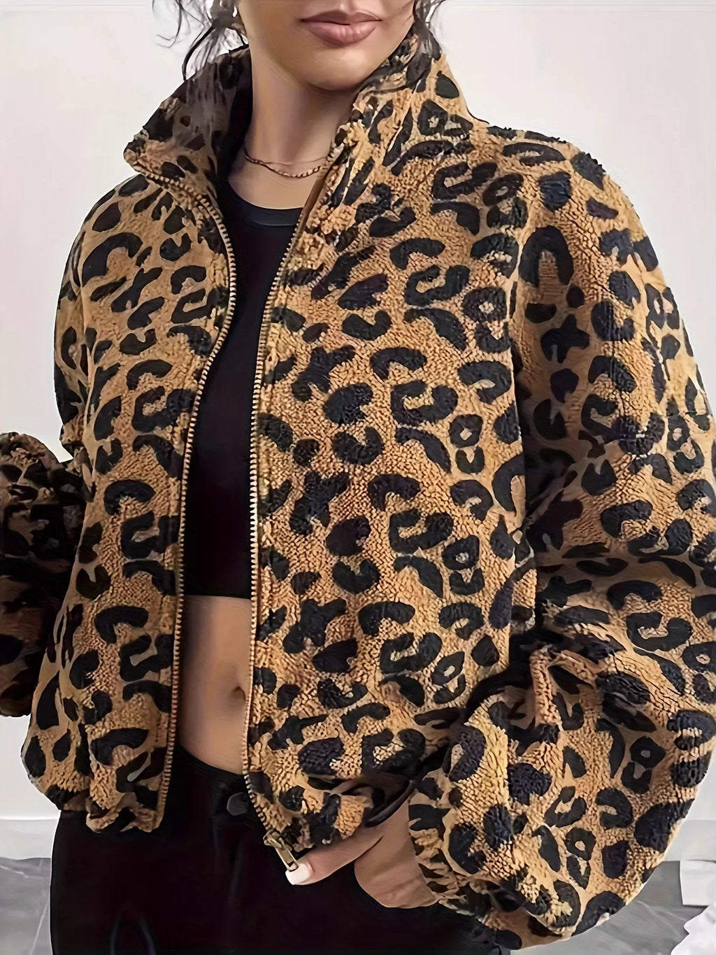 Leopard Fleece Zip-Up Jacket | STAHlin RADIANCE