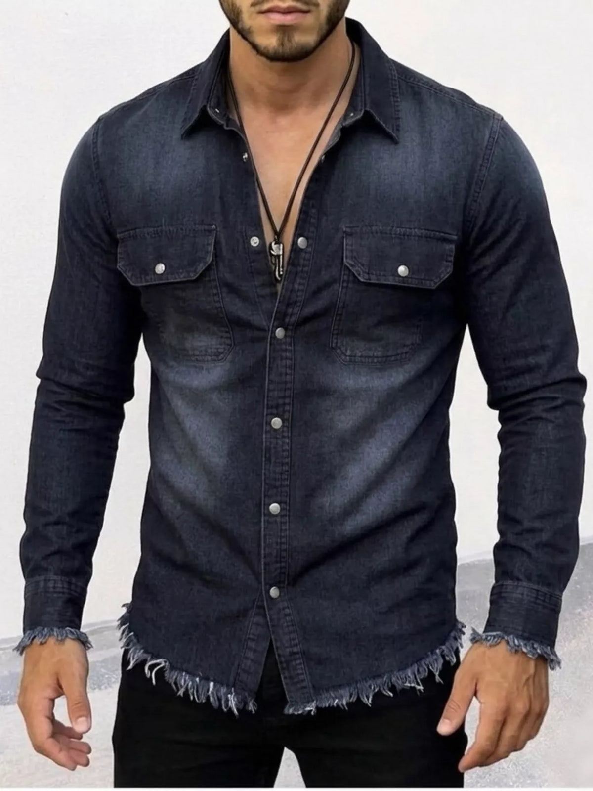 Men's Frayed Hem Denim Shirt | STAHlin RADIANCE