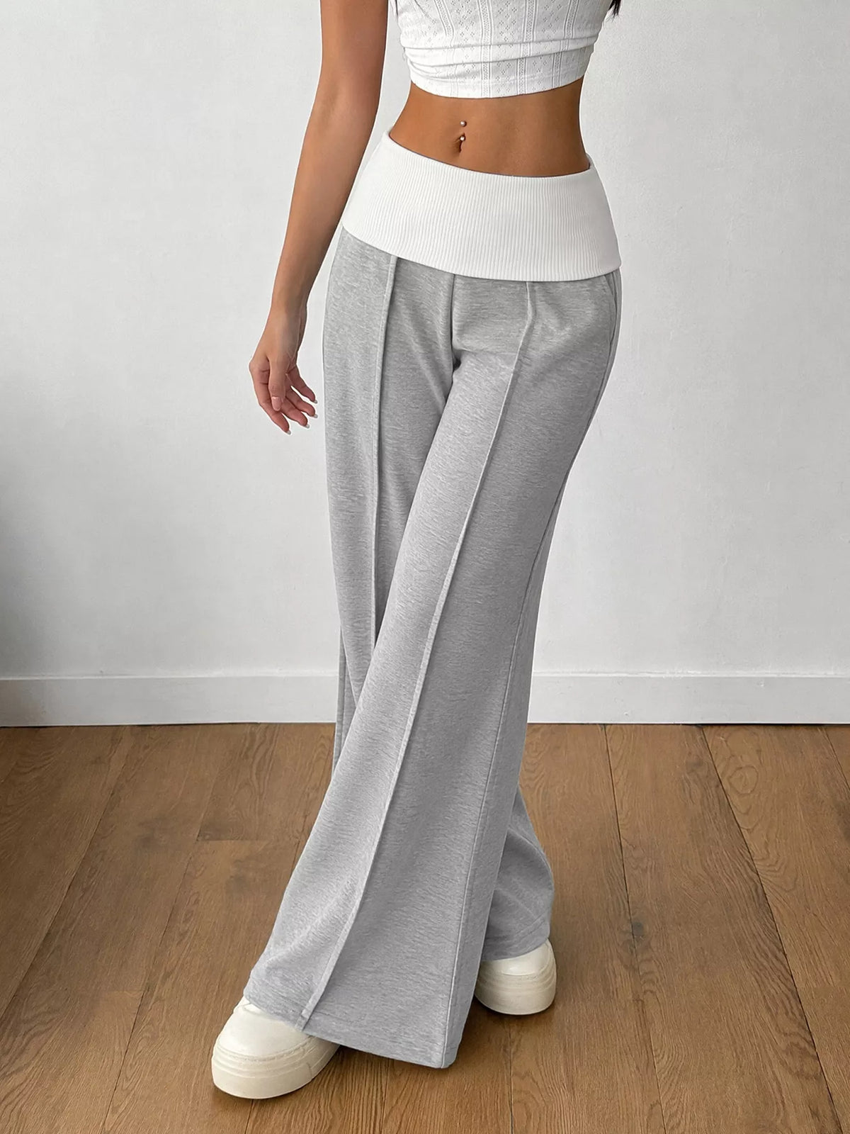 High-Waisted Wide-Leg Contrast Pants | STAHlin RADIANCE
