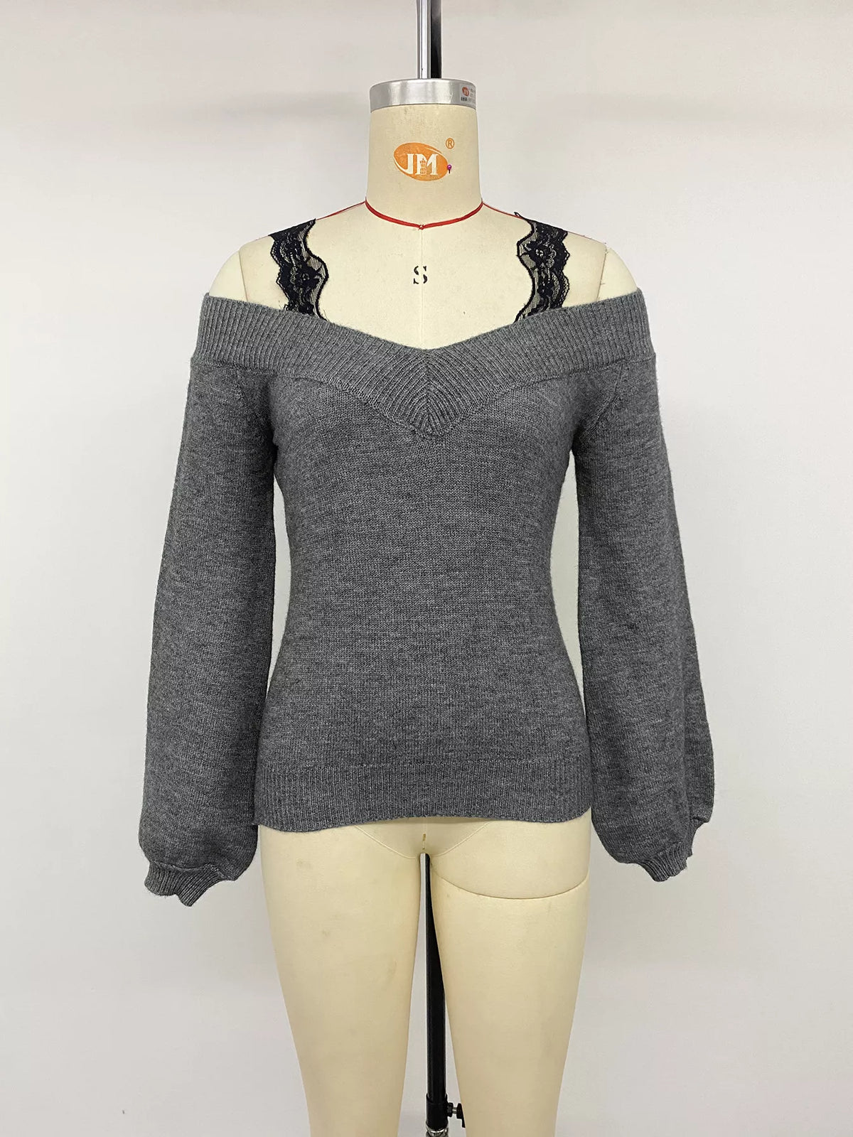 Off-Shoulder Lace Trim Sweater | STAHlin RADIANCE